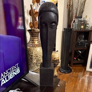 Black Abstract Face Sculpture